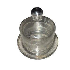 Princess House Mini Clear Butter‎ Dish w/ Lid & Underplate Round Cloche 3pc